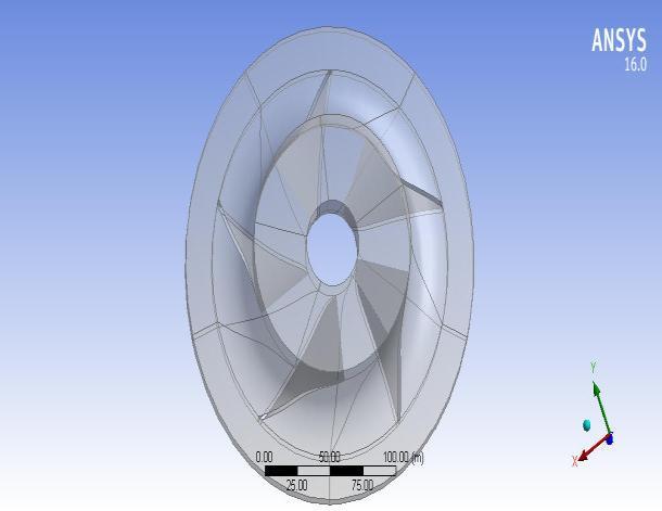 Fig 1.2 Impeller Geometry Grid Independent Test: The grid independent test is done for 5 bladed impeller centrifugal pump at 2900 rotati onal speed.