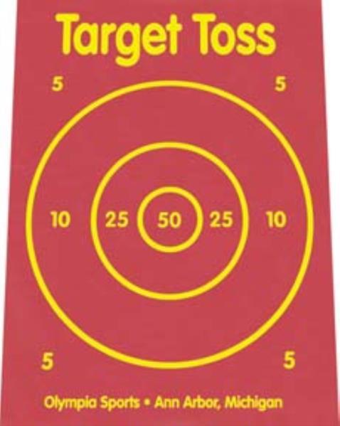Target Toss Related sport: Air Pistol How to Play Lay the cardboard target flat on the floor and designate a throwing line. Divide students into teams of three.