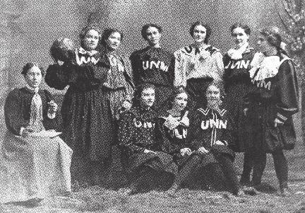 Territory of. In bloomers and bows with the letters UNM sewn across their chests, two girls teams, the Olympians and Gladiators, played their first season with vim and interest.
