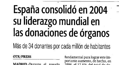 ORGAN DONOR IN SPAIN SINCE TH