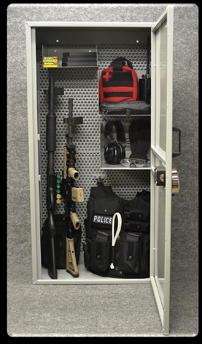 SRO STATION ED Law Enforcement Extra-Large Cabinet P/N: SROS-ED-XL-# Helmet Tactical Vest or Ballistic Plate Carrier Trauma Kit and