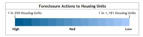 And 1 out of every 383 homes in Camden County is in the process of foreclosure, which is also down from 1