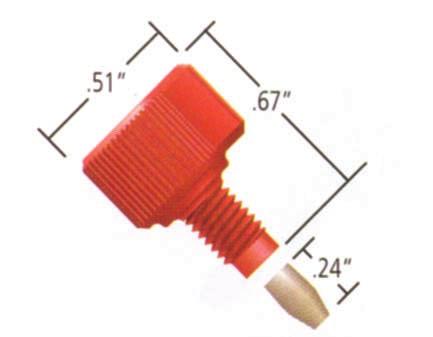 1/16" OD tubing Select the desired nut, which comes complete with the appropriate ferrule.