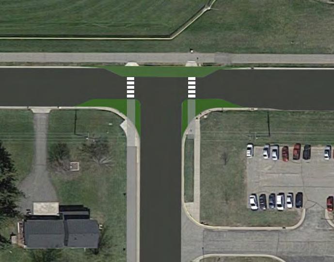 Installing curb extensions and additional high visibility crosswalk will improve safety and comfort at