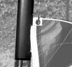 The halyard has a small bead of metal which is held by this hook when fully raised.