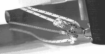 FIGURE 2h (top view) To tension the trampoline, you will use the mainsheet system (block and tackle). Find the mainsheet system located with the small parts.