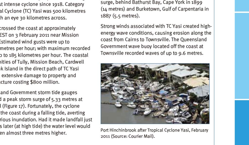 Storm Tide TC Yasi, February 2011 Cat 5 offshore Cat 3 - crossed coast, falling
