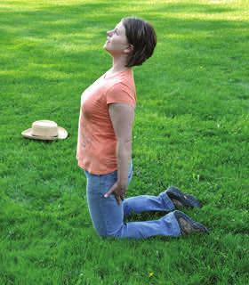 Beginning Stage to Camel Pose (Ustrasana) The camel pose can be a bit tricky for a tight-backed beginner, but a gardener can