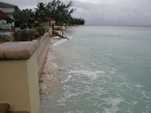 As shown in these and newer photographs, the Reef Ball breakwater offshore of the Grand Cayman Marriott Beach Resort continues to maintain a wider and more