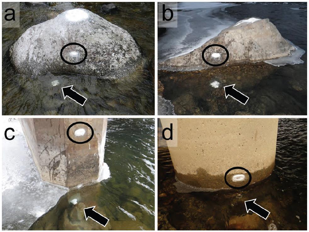 Underwater epoxy installations Select a suitable anchor point: Protrudes 1 foot above the water surface at low flows (rocks