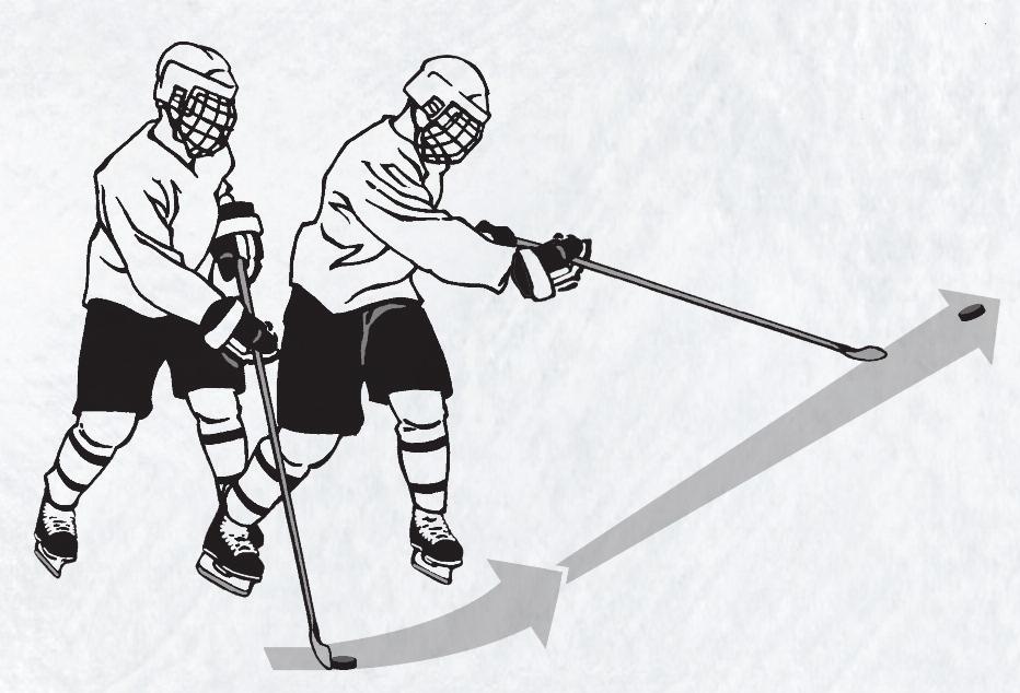 wrist snaps from a flexed to an extended position. The top hand follows the bottom hand (rather than opposing, as in the wrist shot) and the top wrist snaps from extended to flexed position.