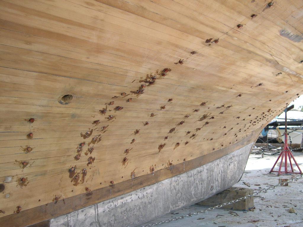 cedar strip planking and lead ballast below the Greenheart keel.