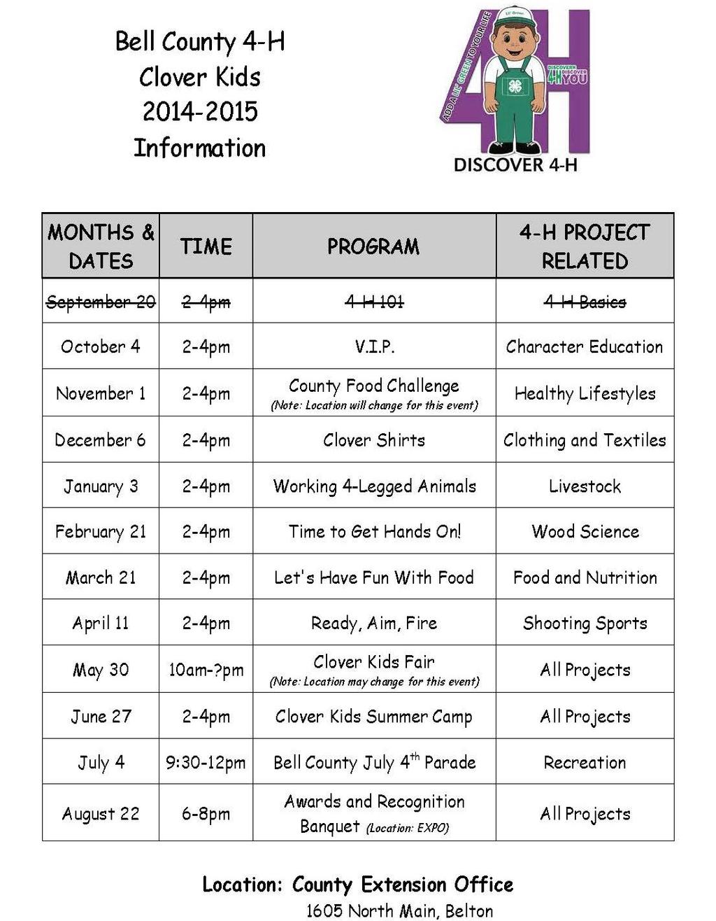 Page 6 Bell County 4-H February Newsletter Youth Volunteers Needed Clover Kids