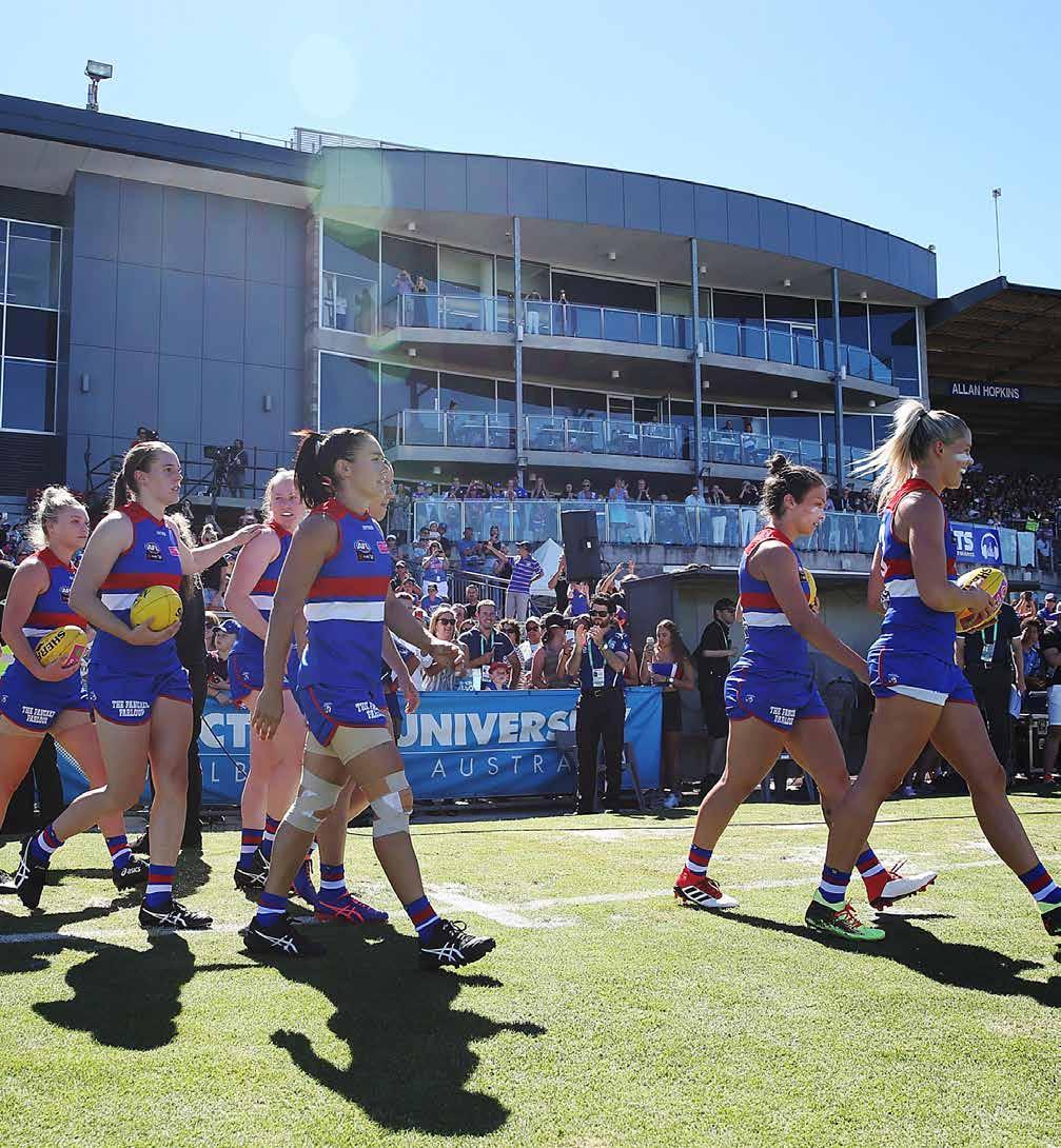 Welcome Corporate Hospitality Coteries Grand Final AFLW Partnerships Events 2018 Fixtures Women s Football Overview Women s football is now firmly entrenched in the fabric of the Western Bulldogs