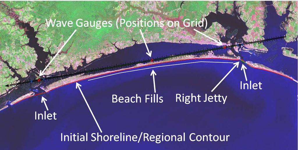 1. Introduction This case focuses on the northeastern region of Onslow Bay, NC, and includes an initial shoreline, regional contour, wave gauges, inlets, dredging, and beach fills.