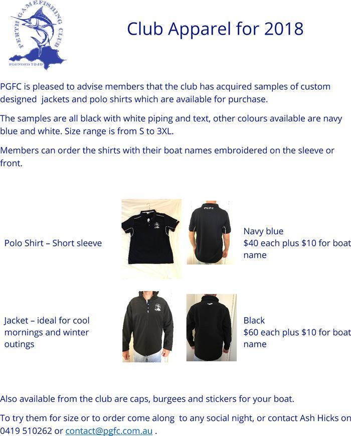 Club Shirts and Jackets Ash Hicks is wanting to place an order no later than Wednesday 11th and therefore would like to get orders in by Tuesday 10th.