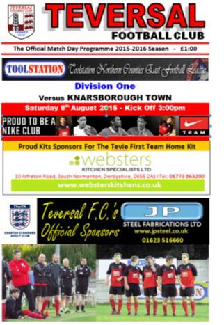 OPTION 8 Match Day Programme Advertising: The official Teversal F.C.
