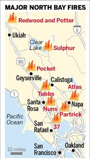 October 2017 California Fires in 2017 Northern California and Ventura County Fire Homes Commercial Damaged Tubbs Nuns Pocket