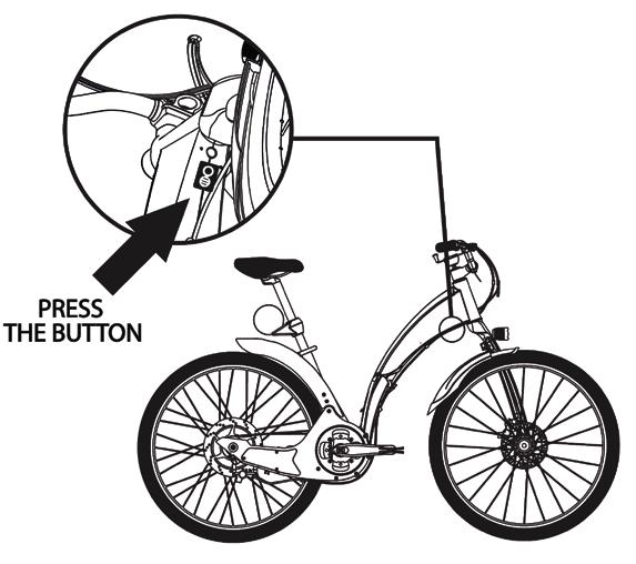 Turning on the bike 13 Turn on the battery. Press the button on the underside of the frame (see image P).
