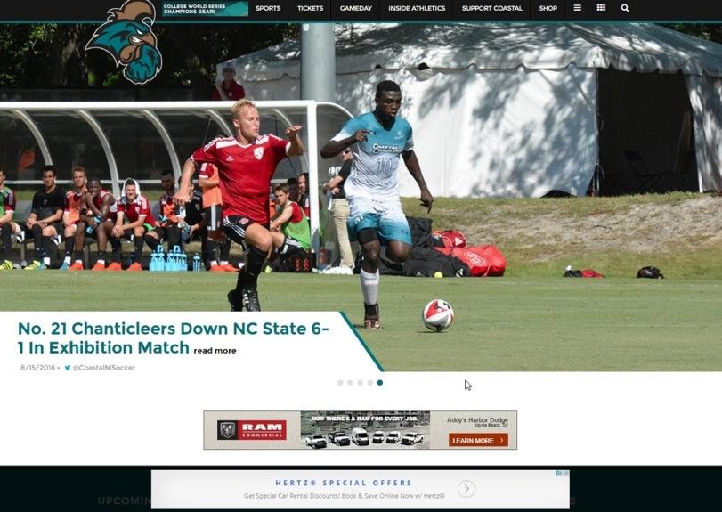 Be the official sponsor of your favorite CCU team on goccusports.com Rotational banner on goccusports.