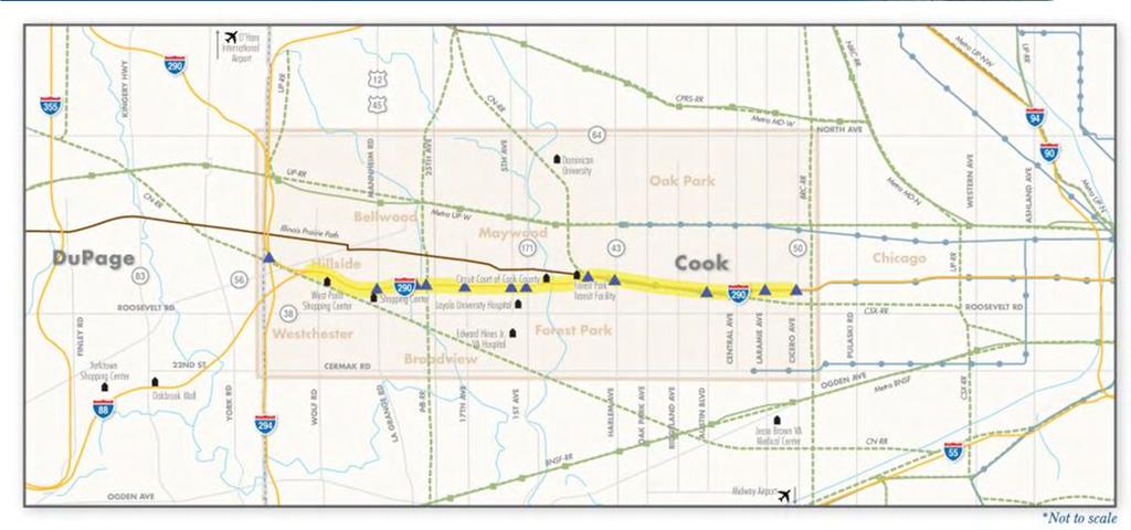 Expressway Improvements Stakeholder Suggestions Existing 3 lane bottleneck between Mannheim Road and Austin Boulevard General
