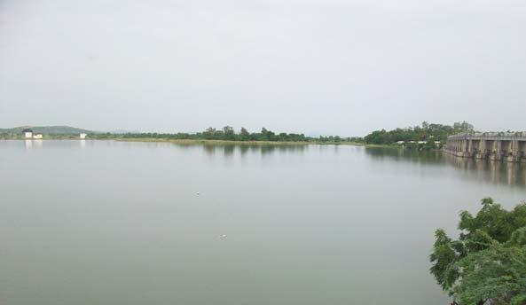 Fig 1: View of the Ramanpad reservoir after construction of the feeder channel from Priyadarshini Jurala Project, which is a major project in the district, since then the water availability is round