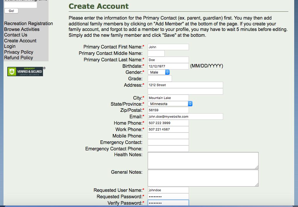 How do I create an account? Next, the Create Account screen will appear.