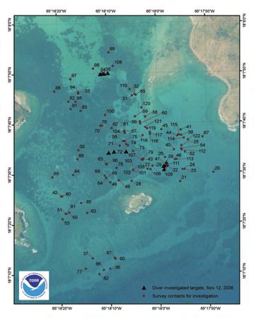 Sur project area ROV targets selected from a mosaic of