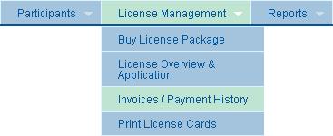 5.5. INVOICES / PAYMENT HISTORY Go to License Management Invoices / Payment History as shown in figure 5.13. Fig 5.