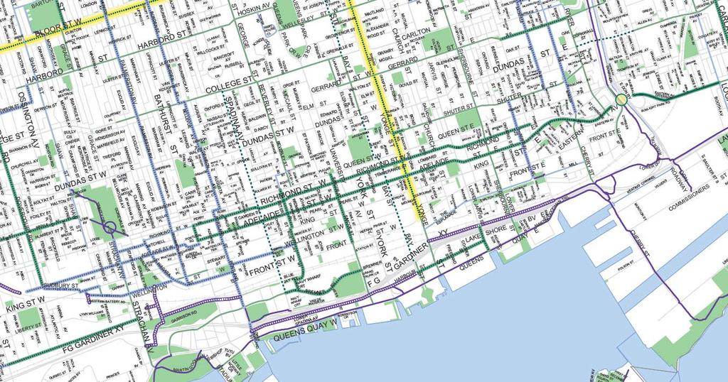 Cycling Network Plan The cycle tracks on Richmond St and Adelaide St Top Ten Bicycle Facilities by Volume are the highest volume cycling facilities in the City of Toronto and are the only east-west