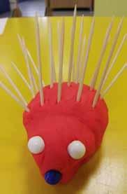 Play-doh hedgehog Using play-doh make the body. Use beads for eyes and nose and use cocktail sticks for the spikes and place into the play-doh.