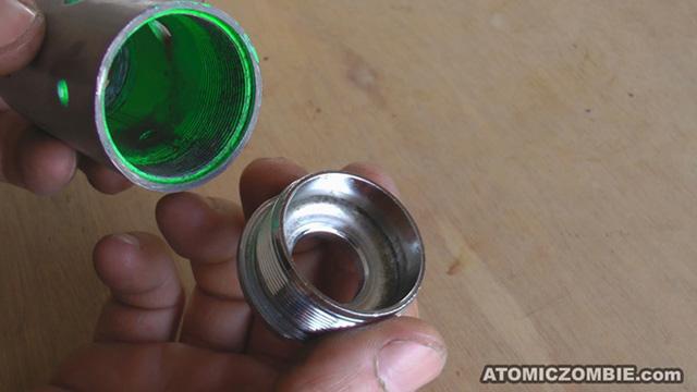 The right side bearing cup looks the same on the inside as the left side, having a smooth bearing race surface where the balls are to