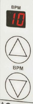 Controls and Settings Breaths Per Minute Adjustment Press to increase BPM Press to decrease BPM Can be set at 0 or 8-20 Breaths Per Minute when inspiratory time is set to 2 Sec.