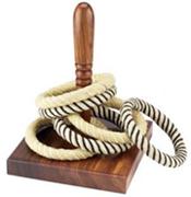 Quoits One line of players per each peg. Each player in turn tosses all the quoits. Aim: Toss all the quoits over the peg. The player who gets the most quoits over the peg will be the winner.