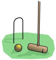 Croquet One team per each line of arches. Aim: Use your mallet to knock the ball under each arch in turn, and then hit the finish pole. How to play: 1.