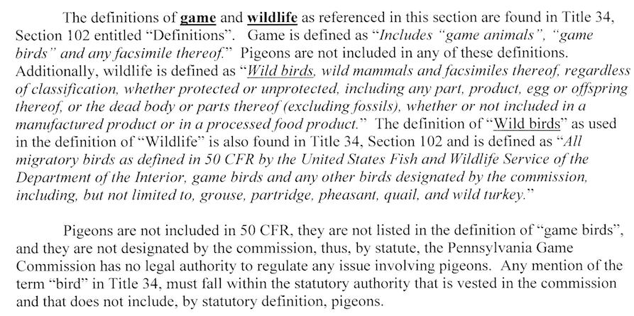The 1891 decision, however, also stated that the act of shooting a pigeon at a pigeon shoot would not be illegal.