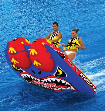99 601033 (53-2160) 80"L x 80"W (inflated), for 3 Riders The Half-Pipe shape gives the tube a more exciting reaction to steep wakes and