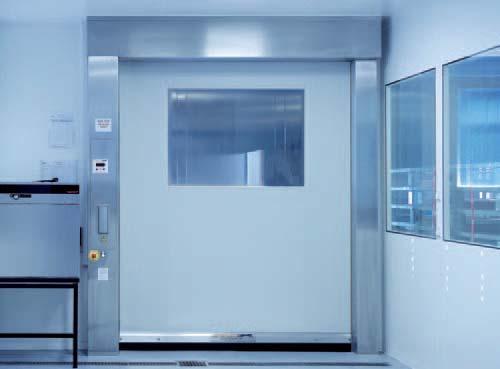 The fastest door in the clean room Increased cost-efficiency in the clean room thanks to the fast opening and tight closing, the measured air losses with the CR versions of the two highspeed doors