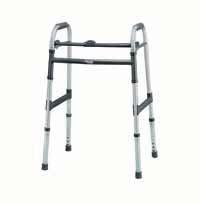 Invacare Dual Blue-Release Adult Walker Features Lightweight, wide, deep aluminum frame Dual Blue-Release mechanisms provide both visual and audible locked" cues Rigid dual side brace design Large