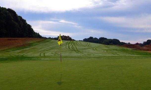 This panoramic view of the 7th hole, taken from the 4th fairway, gives a good idea of