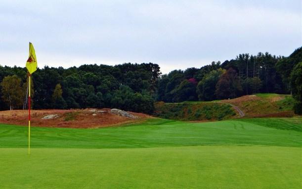 Hole 13 Hill 358 yards Par 4 Playing back through the valley of the 2nd hole,