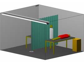 The source manikin (highlighted in red) is located in the right-hand bed in the room, see Figure 1. The target manikin (blue) is located in the left-hand bed.