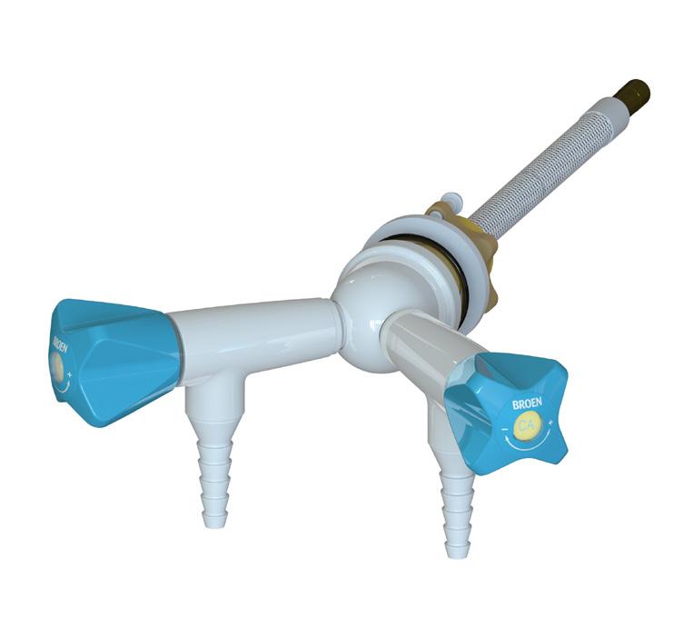 Handle: Metal, BROEN-LAB POLYCOAT powder coated with media indication according to EN13792 Hose nozzle: Metal, fixed (can be unscrewed with Allen key, thread: male G3/8) NON-BURNING 2.