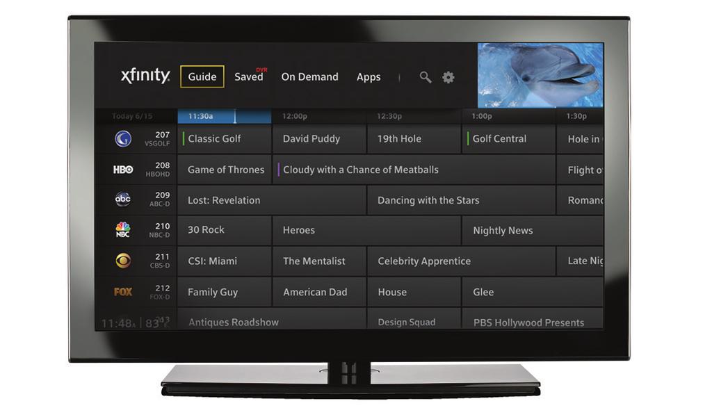 6 XFINITY TV On-Screen Guide XFINITY TV on the X1 Platform is a more personalized TV experience that makes it easier to manage, access and share the entertainment you love.