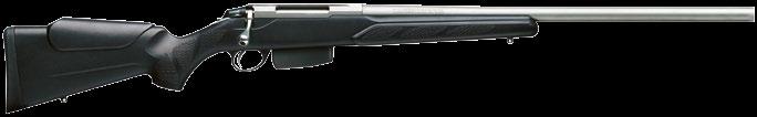 VARMINT STAINLESS The Tikka T3 Varmint Stainless has barrel and action made of heat-treated special stainless steel, bead-blasted to a non glare finish.