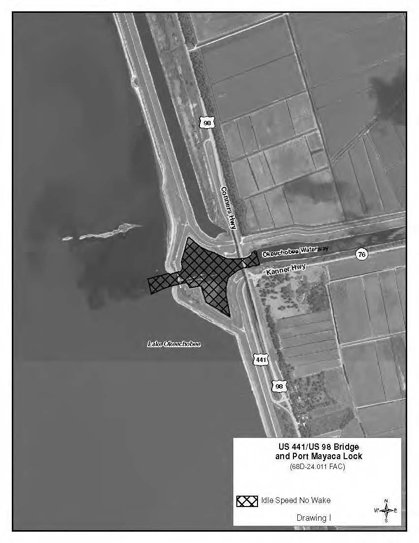 (i) US 441/US 98 Bridge and Port Mayaca Lock An Idle Speed No Wake boating restricted area from shoreline to shoreline, in and adjacent to the Okeechobee Waterway, east of the Port Mayaca lock