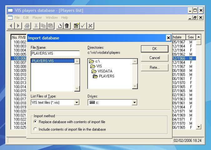 . Select the WXXX2006.VIS file (tournament file) and click on the right key of your mouse: select Save target as and then select the folder C:\VIS\VISDATA\BEACH\2006\ as the destination. 5.