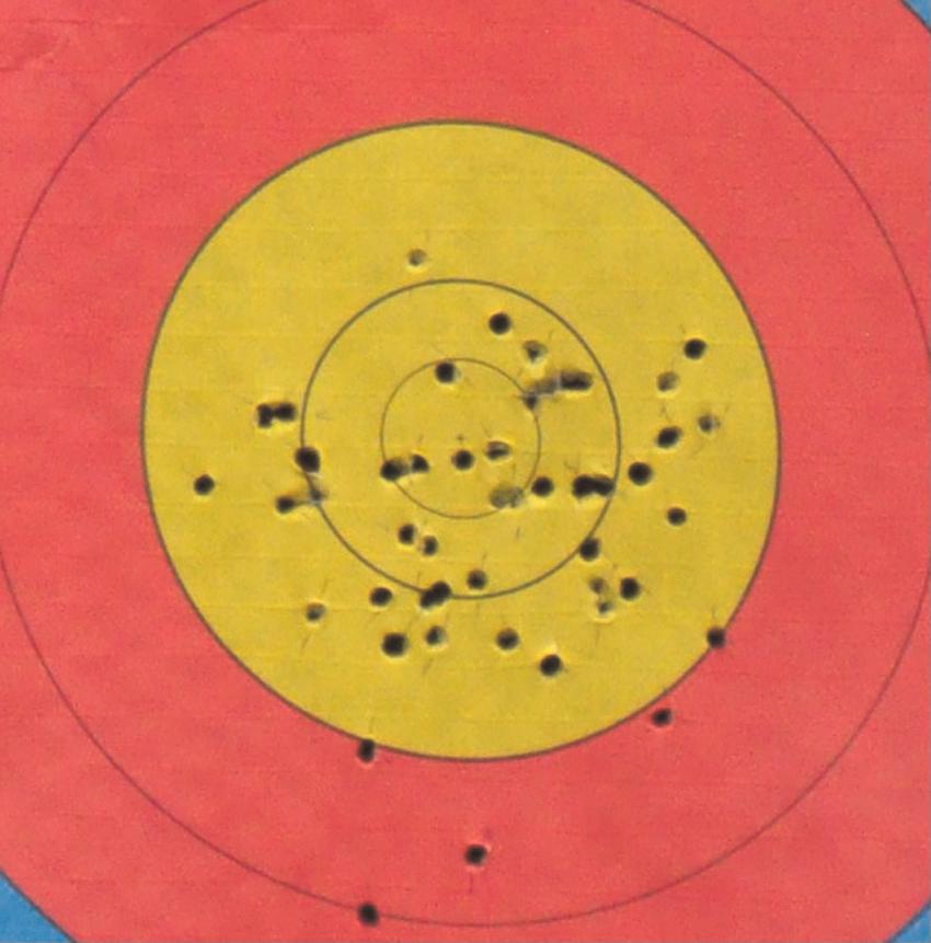 The archer scored 358, and the group was optimally placed for the highest score. Figure 9 shows the arrow group for one of the higher placed archers in the Women s Compound division at 5 m.