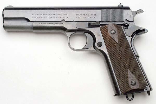 INTRODUCTION U.S. M1911 and M1911A1 Colt Automatic Pistol,.45 A.C.P. Caliber The first automatic, magazine-fed pistol adopted by the U.S. Army, the Colt M1911 is a single action, semiautomatic, recoil-operated pistol chambered for the.