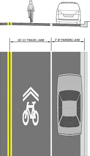 Situations Where Travel Lanes Are Greater than or Equal to 13 Feet in Width Where travel lanes are 13 feet or wider, motorists will generally be able to pass bicyclists within the same lane or will